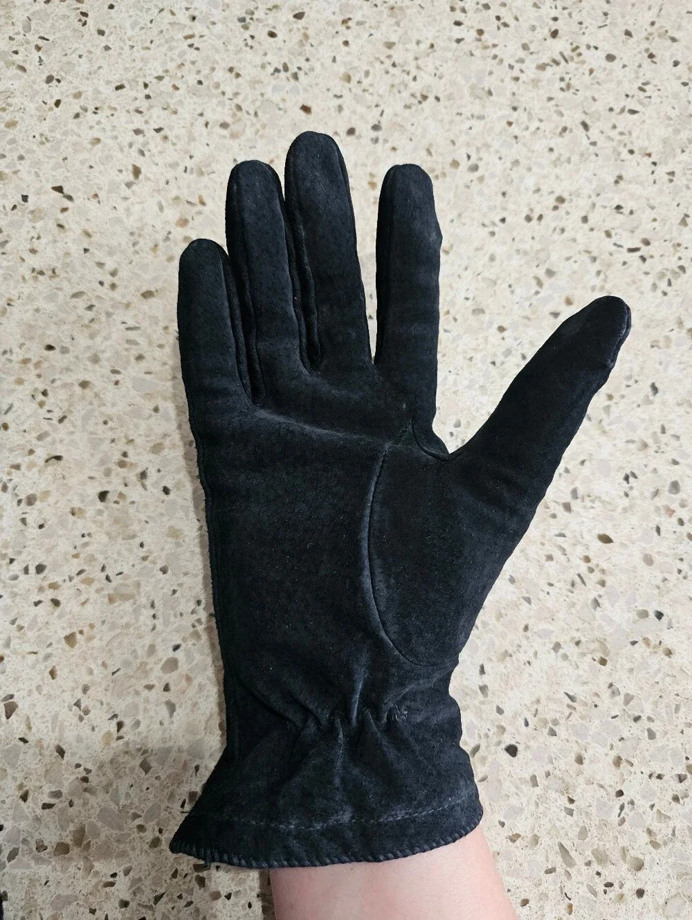 Black Suede Leather Women's Lined Dress Gloves